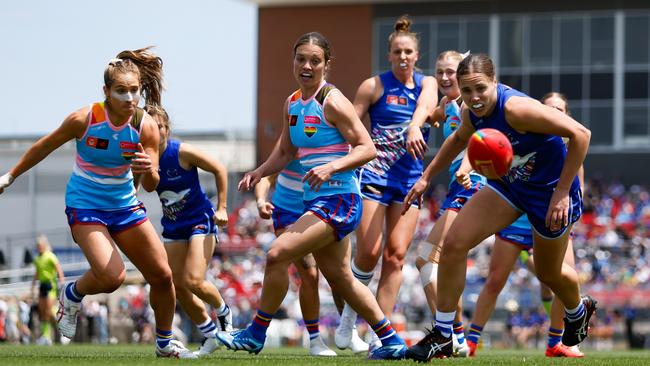 The Kangaroos secured third spot on the ladder with a big win. Picture: Dylan Burns/AFL Photos