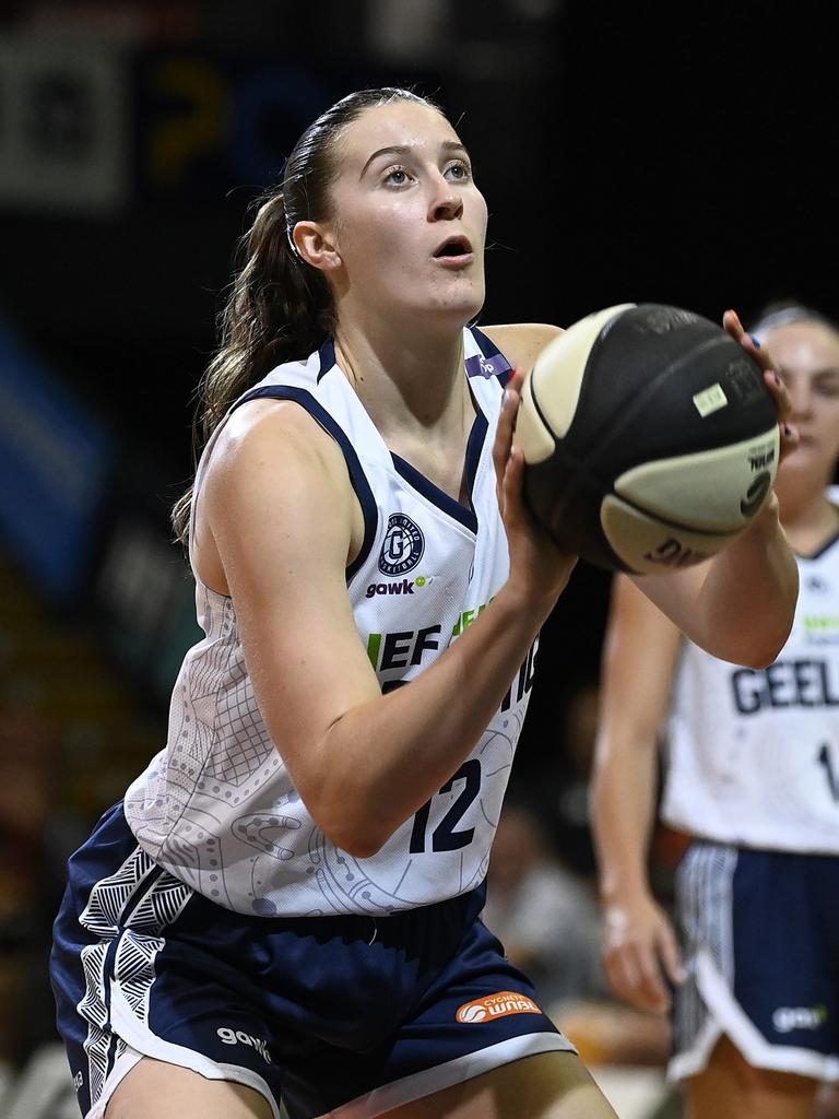 Hannah Hank has been one of Geelong’s most efficient scorers from both inside the key and at the foul line. Picture: Ian Hitchcock/Getty Images