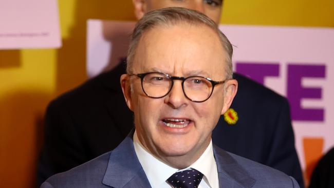 Anthony Albanese campaigns in Adelaide on Friday. Picture: NCA NewsWire / Kelly Barnes