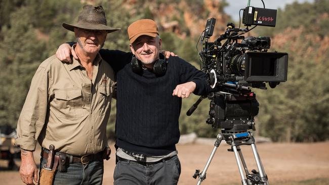 Wolf Creek star John Jarratt and director Greg McLean filming in the SA outback.