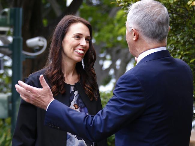 Malcolm Turnbull greets New Zealand Prime Minister Jacinda Ardern. Picture: AAP