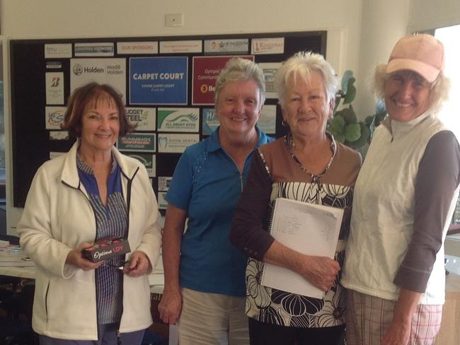 Wednesday's Winner Clair Thorburn and Runner Up Ann Rigbye with Committee Members Lydia Costello and Carol Ward.