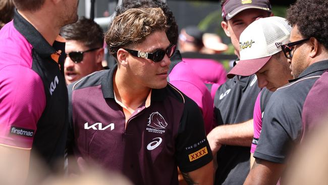 Reece Walsh at the Broncos fans day at Red Hill. Picture Lachie Millard