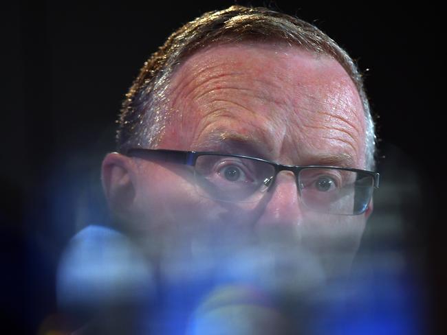 CANBERRA, AUSTRALIA - FEBRUARY 03: Reserve Bank of Australia Governor Philip Lowe during his address at the National Press Club on February 03, 2021 in Canberra, Australia. The Reserve Bank of Australia board In the first meeting of the year held earlier this week decided to hold the cash rate target at 0.1% but Mr Lowe repeated the rate wouldnÃ¢â¬â¢t move up until actual inflation rises between 2% and 3% which is not assumed to happen until 2024 at the earliest. (Photo by Sam Mooy/Getty Images)