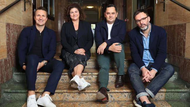 Advertising and marketing heavyweights come together to support the launch of The Growth Agenda..L to R..Justin Graham, Group CEO M&amp;C Saatchi Australia, Susan Coghill, CMO Tourism Australia, Josh Grace, CMO Samsung Australia, and Brent Smart, CMO IAG Australia. John Feder/The Australian.