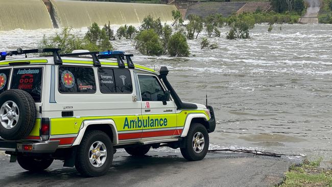 The Central Queensland region is currently experiencing flooding, with Emerald, Blackwater and Springsure crews showing here how much water is affecting road travel and poor road conditions. Picture: QAS