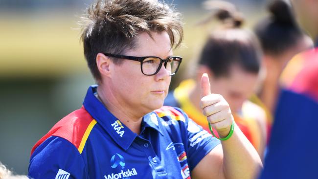 A happy Bec Goddard after the match.