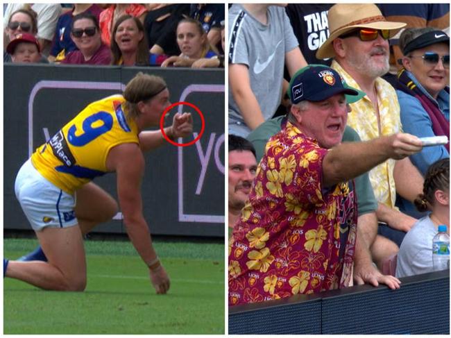 Harley Reid gives an antagonistic Lions fans the bird!