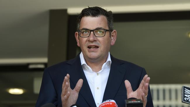 Victorian Premier Daniel Andrews speaks to the media at Parliament House in Melbourne. Picture: NCA NewsWire/Andrew Henshaw