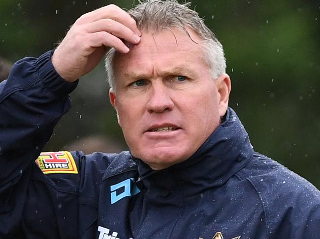 Coach Garth Brennan looks on during the Gold Coast Titans training session on the Gold Coast, Wednesday, June 26, 2019. (AAP Image/Dave Hunt) NO ARCHIVING