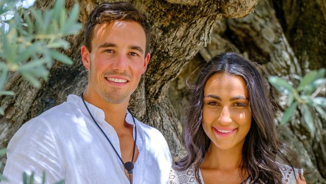 Tayla and Grant: “Our only goal was to find love.” Picture: Channel 9