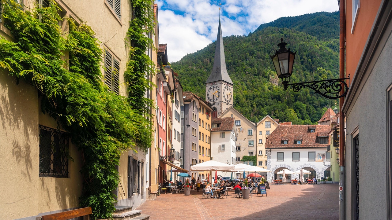 Arcas Square in the historic town of Chur.