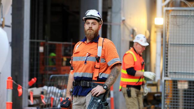 Melbourne carpenter Patrick Oakley outside his work-site in the CBD. Aaron Francis/The Australian