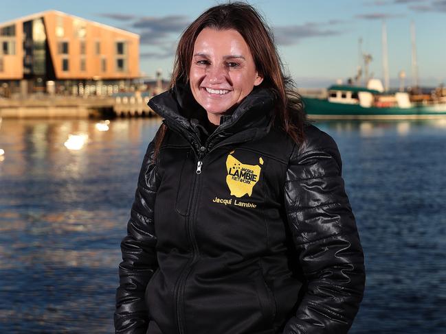 Jacqui Lambie is on the campaign trail to be elected into the Senate for Tasmania after being forced to surrender her Upper House seat because she held dual citizenship. Picture: NIKKI DAVIS-JONES