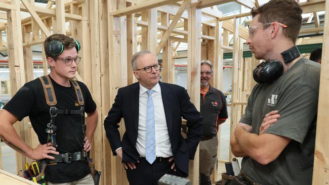 Prime Minister Anthony Albanese at Swinburne TAFE in Melbourne last week. Picture: David Crosling/NewsWire