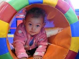 Cecilia Pearn gives Roma PCYC's new kinder gym a go. Picture: Ellen Ransley