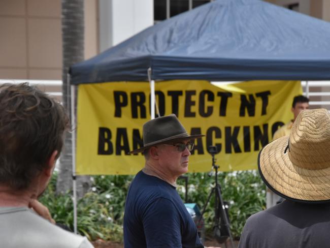 Graeme Sawyer at an anti-fracking rally outside Parliament in February. Picture: Will Zwar