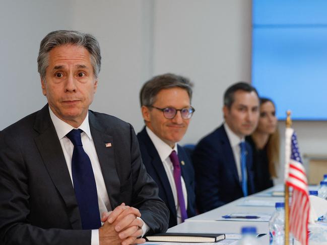 US Secretary of State Antony Blinken (L) meets with representatives for Gaza reconstruction in Amman on April 30, 2024. Blinken was in Jordan to discuss ways to boost aid into Gaza. Picture: AFP