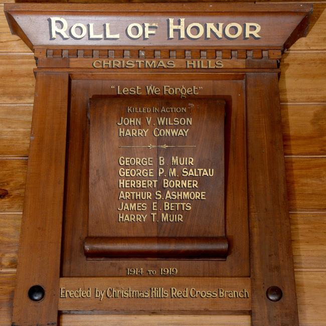 The Roll of Honor at the Memorial Hall in Christmas Hills.