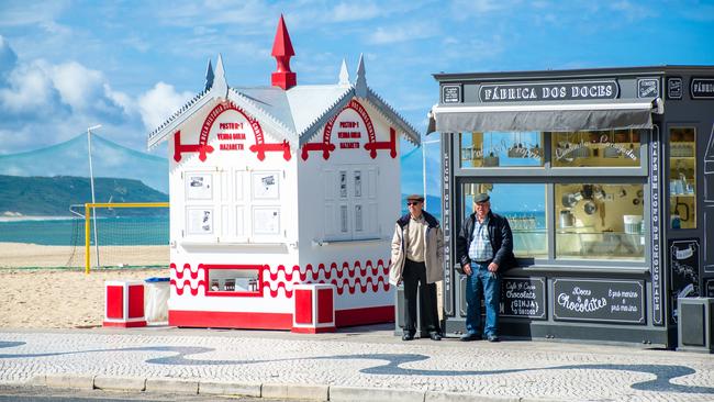 Shops on the Nazare beach promenade. Picture: Emily McAuliffe