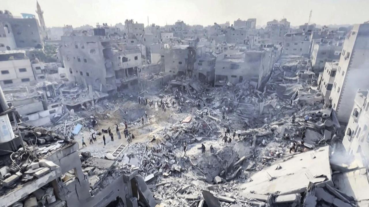 Palestinians check the destruction in the aftermath of an Israeli strike on the Jabalia refugee camp in the Gaza Strip, on November 1. Picture: AFP