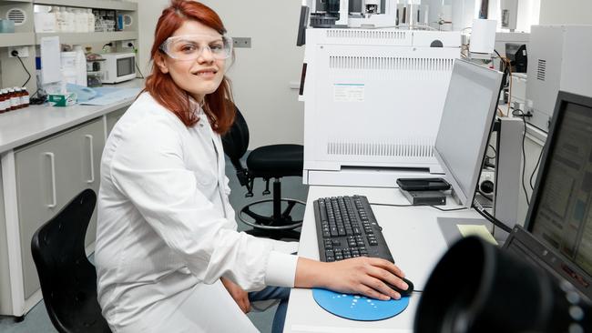 GrainCorp product development technologist Dr Sara Labaf is testing the Asparagopsis seaweed at GrainCorp's West Footscray laboratory.