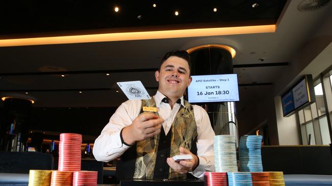 Star employee Lewis Hopkins, 24, is  Australasia's best Croupier. He was crowned the '2019 Australasian Croupier Champion' in November after a three-day competition in Perth. Picture Glenn Hampson