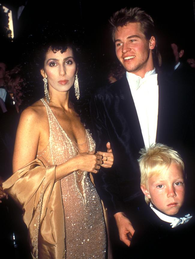 Cher, son Elijah Blue Allman and Val Kilmer at the Oscars in 1980. Picture: Getty