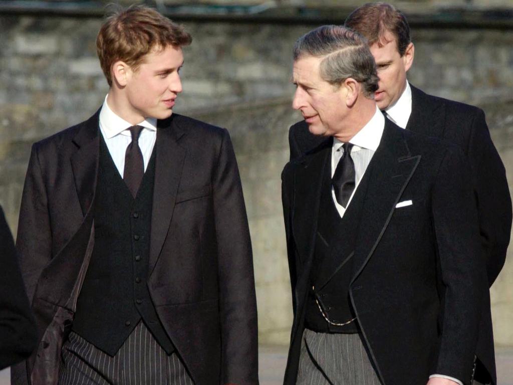 Prince William and Prince Charles pictured outside Princess Margaret’s service. Picture: AFP