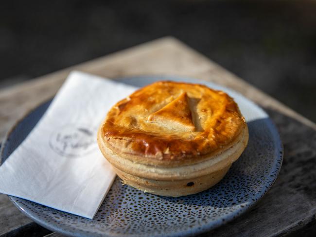 One of the delicious warm lamb pie available at Lost Freight Cafe on kunanyi/ Mount Wellington. Picture: Linda Higginson