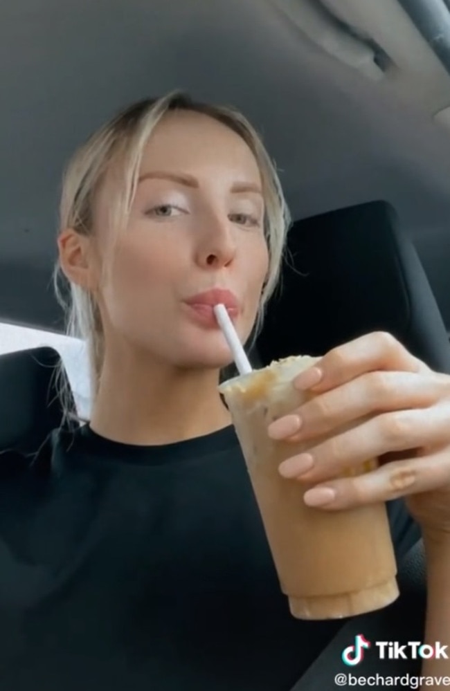 Bec Hardgrave, from Brisbane, has shared a ‘Caramilk Coffee’ Macca’s hack that has got fans obsessed. Picture: TikTok/BecHardgrave