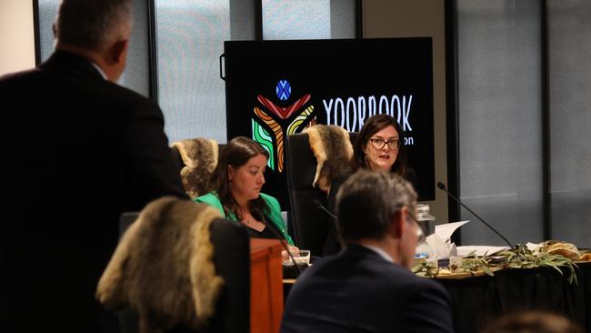 Kate Houghton and Marian Chapman testify at the Yoorrook Justice Commission. Picture: Brianna Young