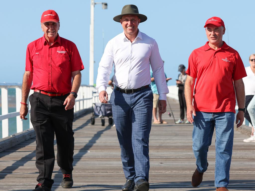 Premier Steven Miles recently visited the Urangan Pier in Hervey Bay with Bruce Saunders, and Adrian Tantari MP for Hervey Bay. Pics Adam Head