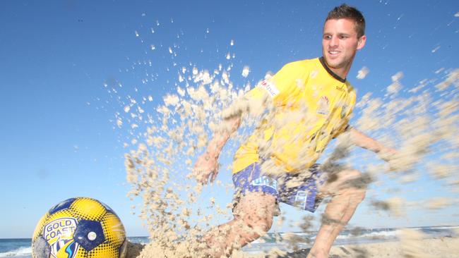 Gold Coast United star player Jason Culina on Surfers Paradise beach