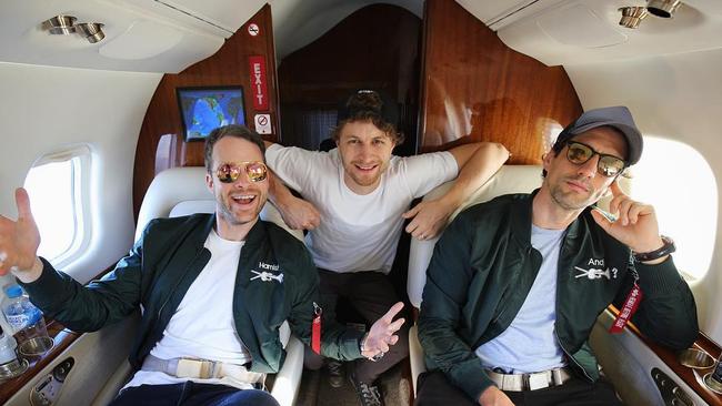 Coolboys and the Frontman on their private jet earlier this week.