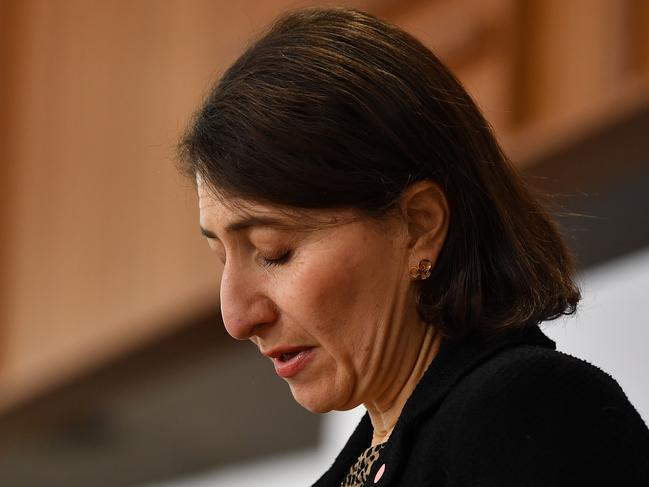 SYDNEY, AUSTRALIA - NewsWire Photos AUGUST, 18, 2021: NSW Premier Gladys Berejiklian speaks to media at a press conference in Sydney. Picture: NCA NewsWire/Joel Carrett