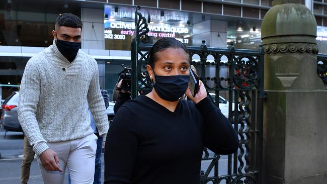 Leanne Mafoa (right) arrives at Central Local Court in Sydney. Picture: NCA NewsWire/Joel Carrett