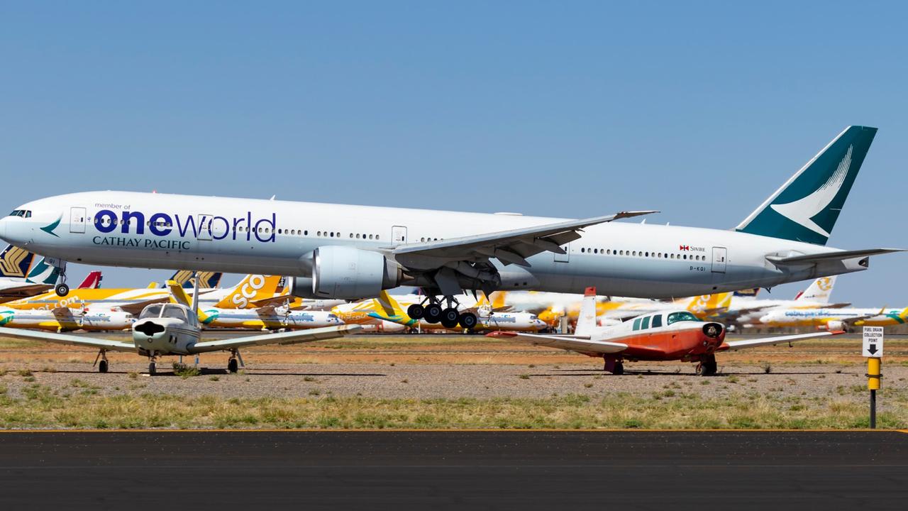 A Cathay Pacific aircraft at the facility. Picture: Seth Jaworski