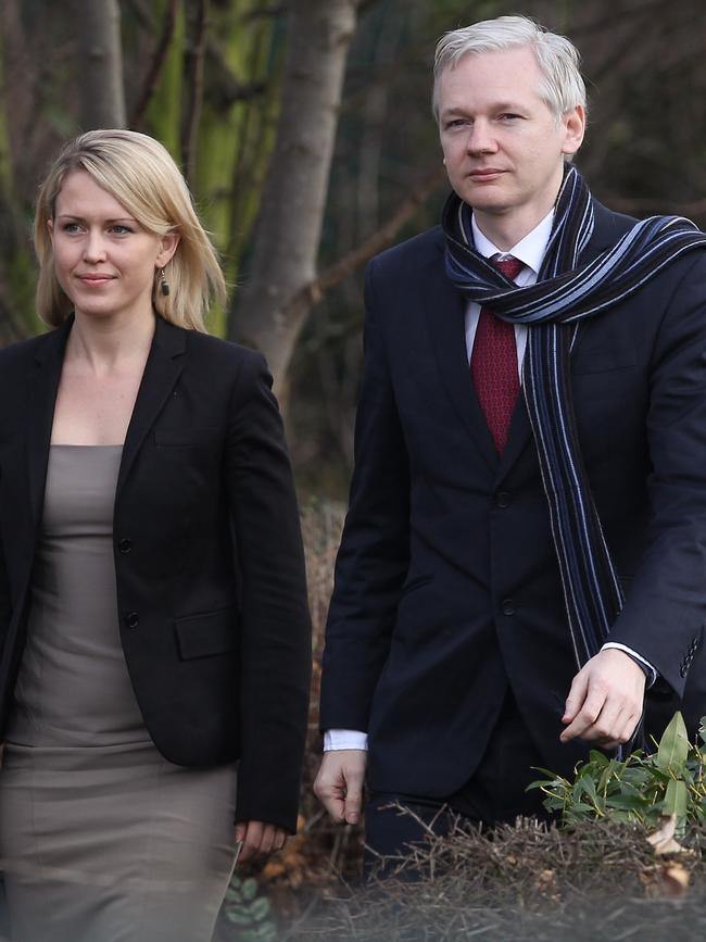 Ms Robinson with Wikileaks founder Julian Assange. Picture: Peter Macdiarmid/Getty Images