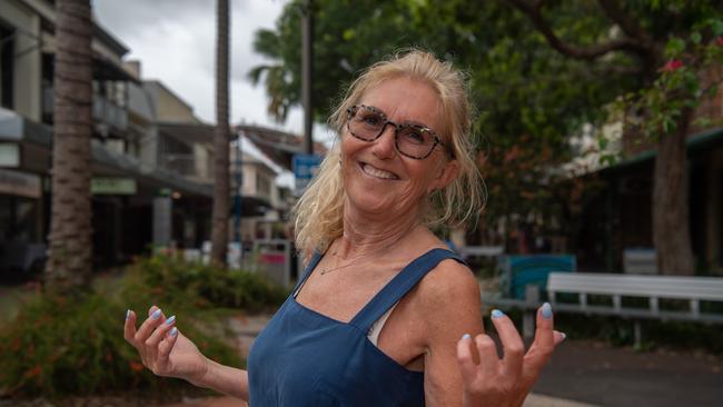 Iris Henss enjoys their layover from the cruise at the Smith Street Arcade. Picture: Pema Tamang Pakhrin