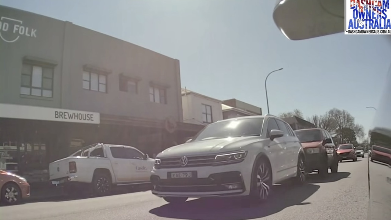 The red car was following closely behind the Volkswagen seconds before the bingle. Picture: Dash Cam Owners Australia