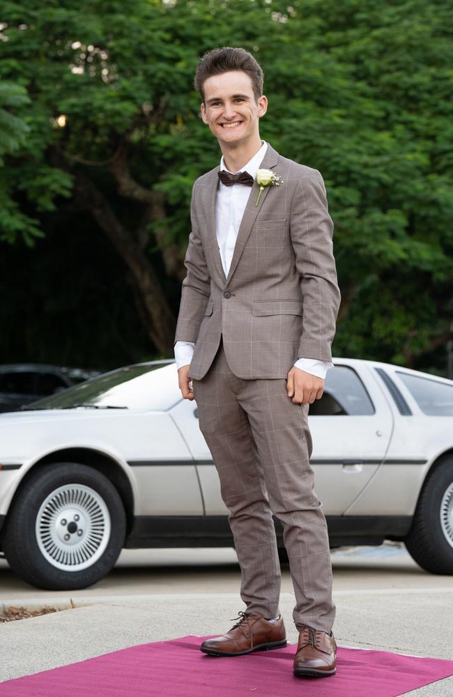 Kayden Lawler, graduating class of 2023, arrives at St Patrick’s Formal on Friday, May 5, 2023. Gympie, Queensland. Picture: Christine Schindler