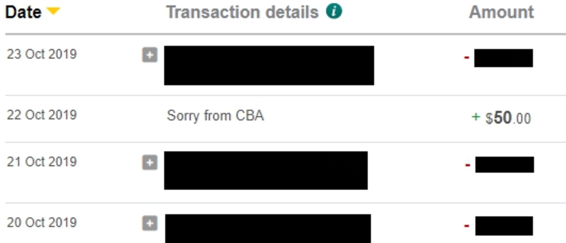 ‘Sorry from CBA’. Picture: Supplied