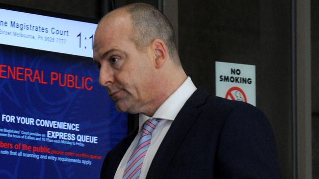 Former AFL player Aaron Lord at Melbourne Magistrates’ Court. Picture: Andrew Henshaw