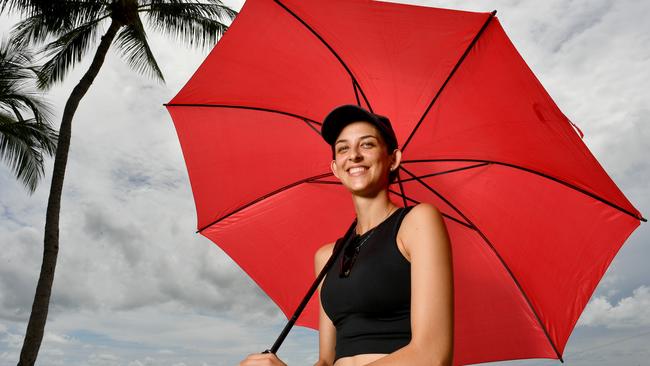 Melissa McAky is ready for rain on the Strand. Picture: Evan Morgan