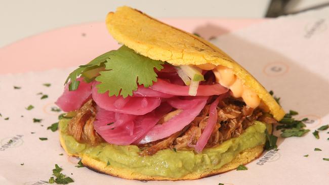 Comuna Cantina cafe in Pacific Fair. Pulled Pork Arepas. Picture by Scott Fletcher