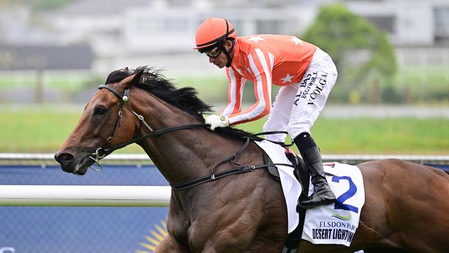 All-Star Mile contender Desert Lightning winning the Group 1 Otaki-Maori WFA Classic in New Zealand. Picture: Natasha Wood