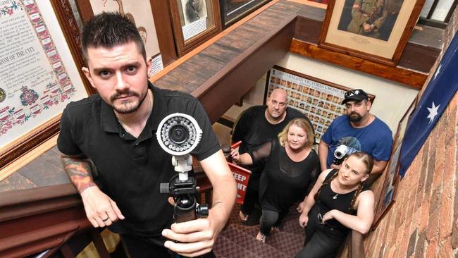 Looking for ghosts at the Maryborough Military & Colonial Museum - (L) Hayden Lowry, Kade Jones, Lara Jefcoat, Alexander Leopold and Emma Critchell. Picture: Alistair Brightman