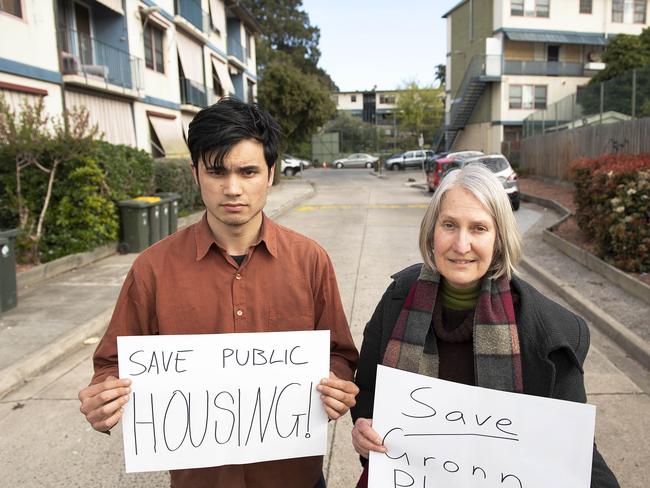 Sue Bolton with Jacob Andrewartha of The Public Housing Defence Network. 