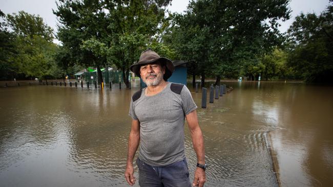 Graham Gallagher, a resident of Chellaston Street in Camden, who was told to consider evacuating last night from his home but opted to stay to protect his house. Picture: Julian Andrews